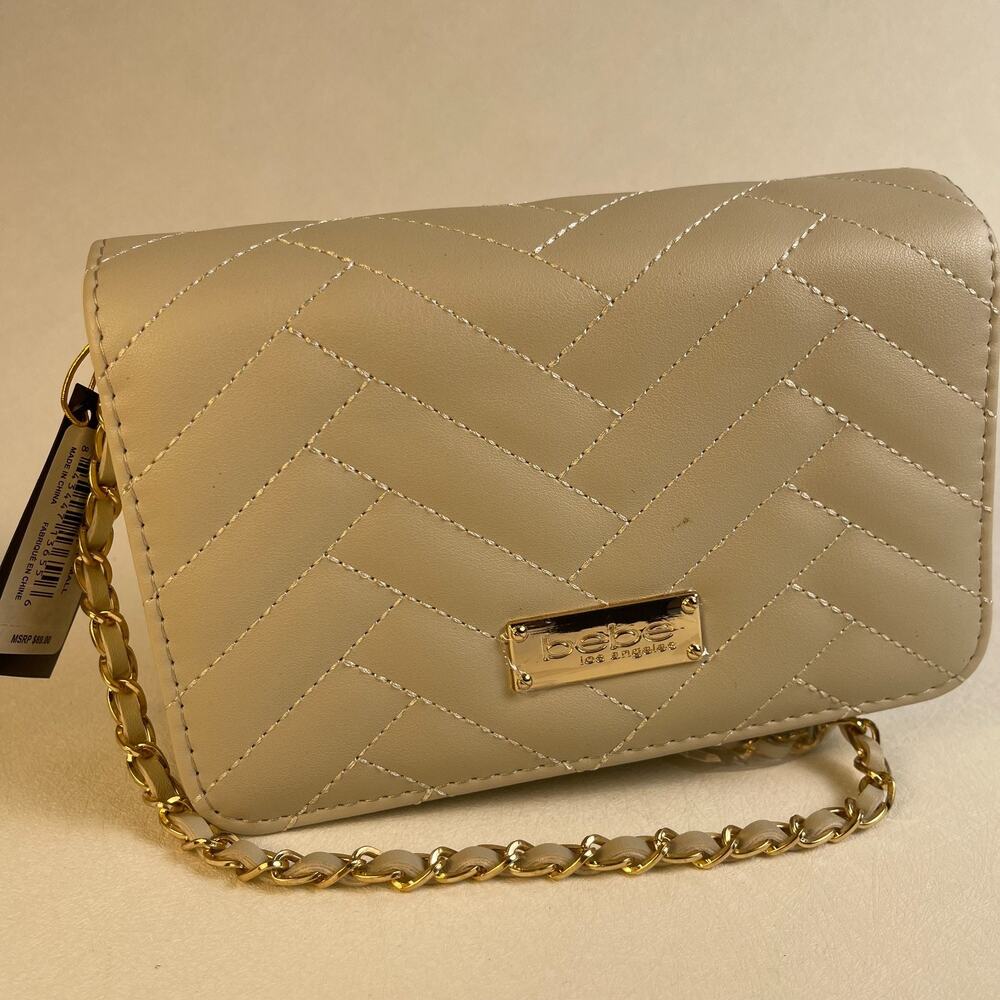 bebe Los Angeles Sophia Crossbody Small Sand Beige NWT